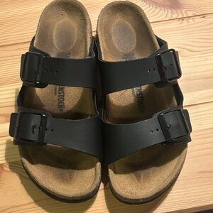 Kids Birkenstock Arizona Black Two-Strap Sandals